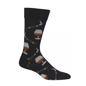 Hot Sox Men's Cognac And Cigars Crew Socks, Size 10-13, Color Black